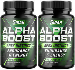 Sirah Testosterone Booster bottle with capsules for daily stamina and drive.