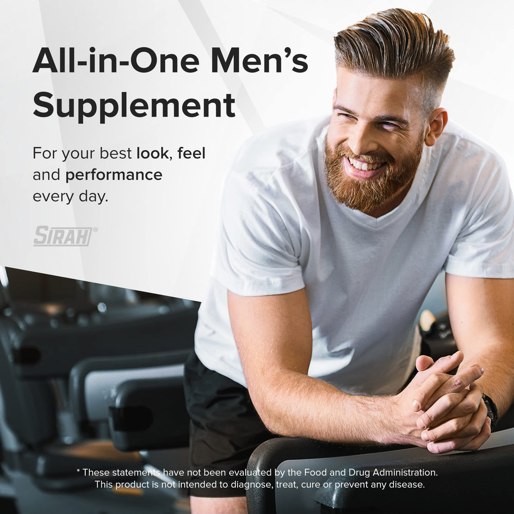 Sirah Testosterone Booster side view packaging conveys premium, trusted performance support.