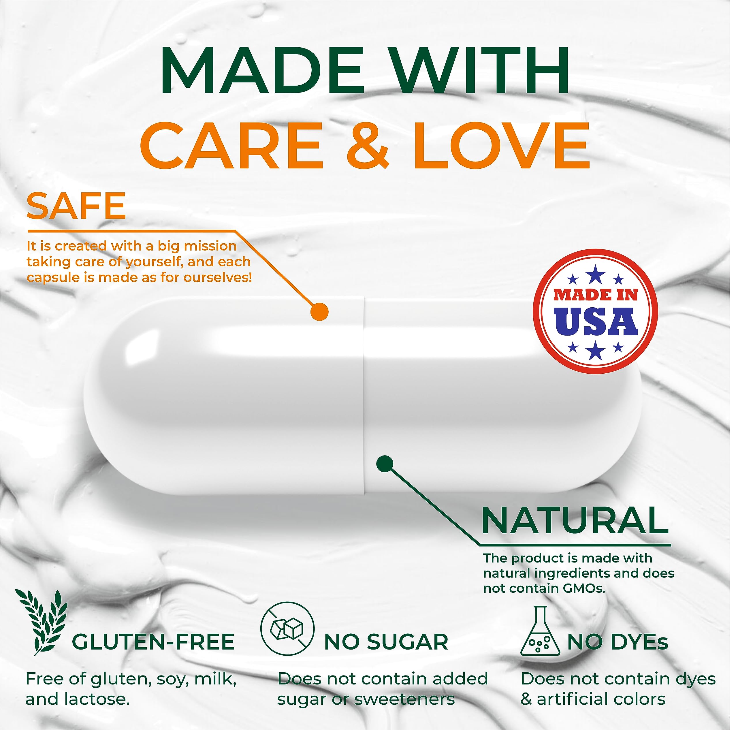 SIRUNES bovine collagen ingredients panel showing grass-fed, non-GMO