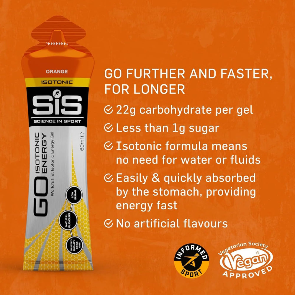 SiS energy gel orange tube with 60ml, ideal for on-the-go fueling