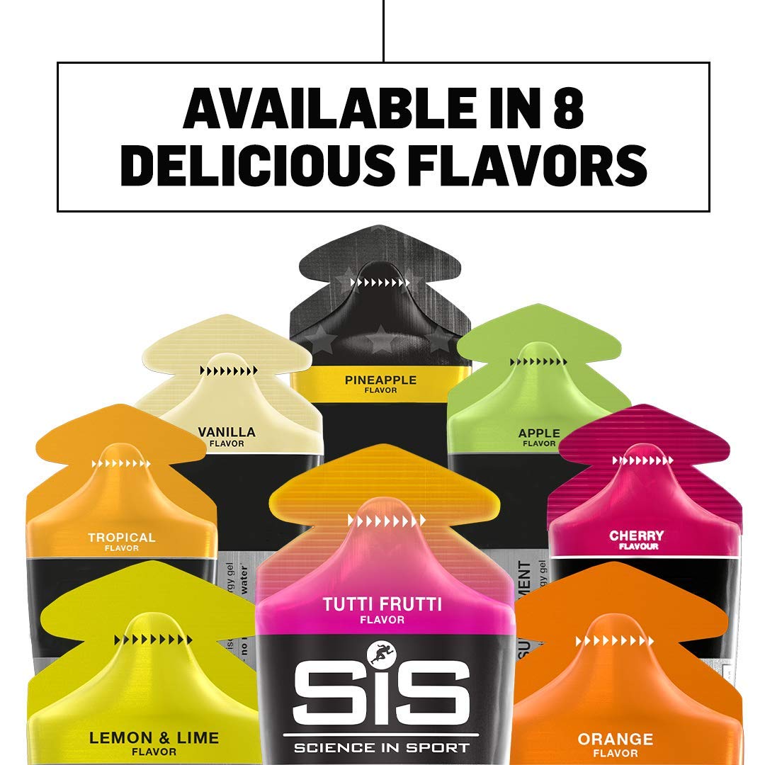 Science in Sport SiS GO gel with Informed Sport approval badge.