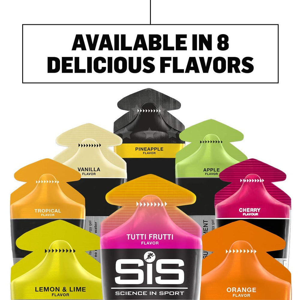 Science in Sport SiS GO gel with Informed Sport approval badge.