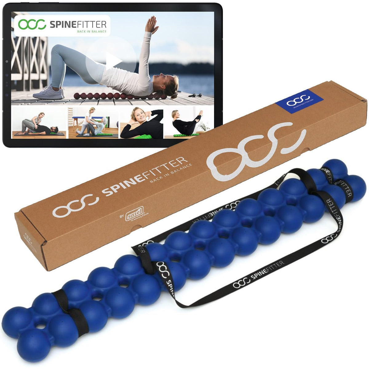 SISSEL Spinefitter Blue with massage balls for targeted back tension relief.
