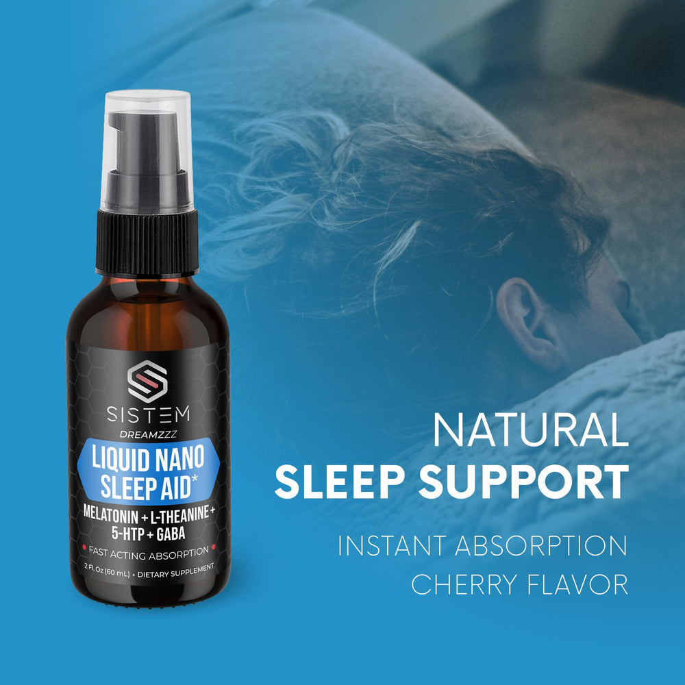 Dreamzzz bottle label highlights melatonin and amino blends for calmer evenings.