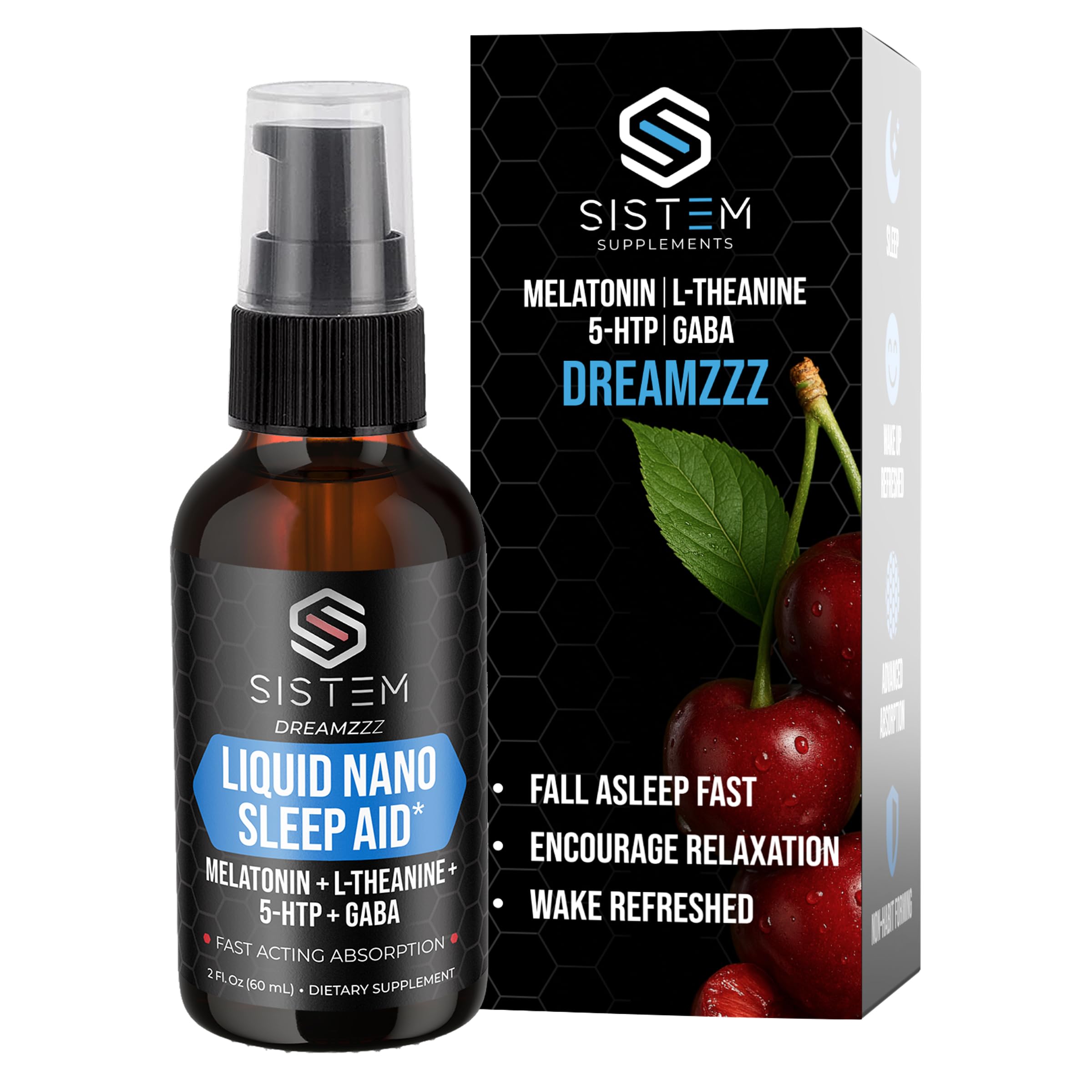 Sistem Dreamzzz liquid sleep aid bottle for quick nightly calm.