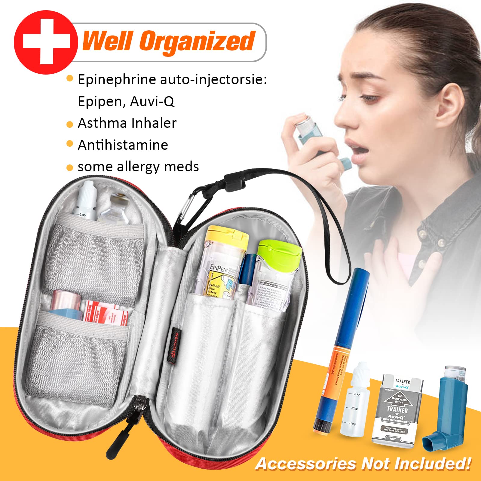 SITHON medical organizer compact layout keeps allergy essentials organized