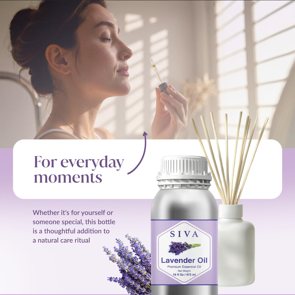 SIVA Organics Lavender Oil drops on skin, suitable for dilution with carrier oils.