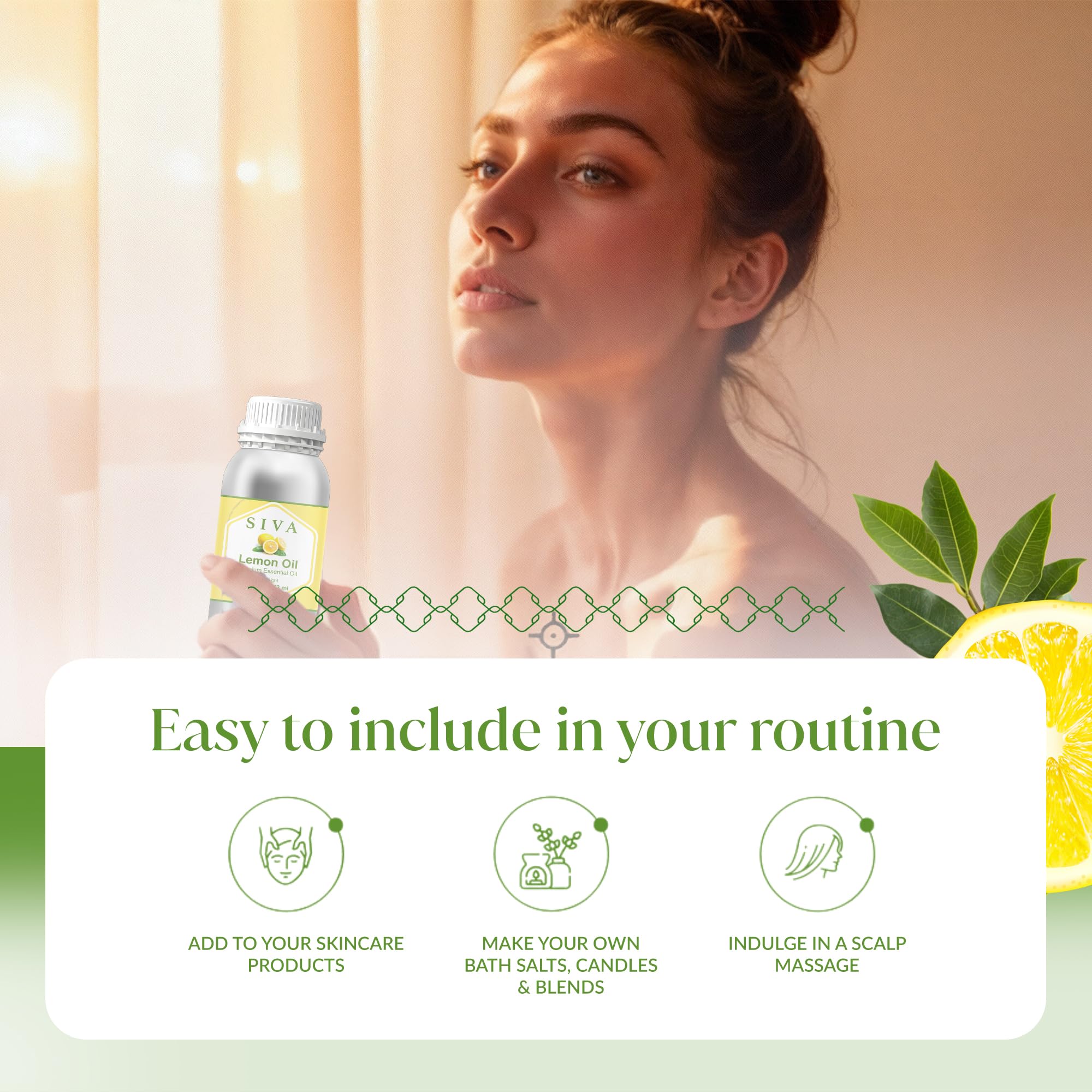 SIVA Organics Lemon Oil bath drops for a refreshing soak