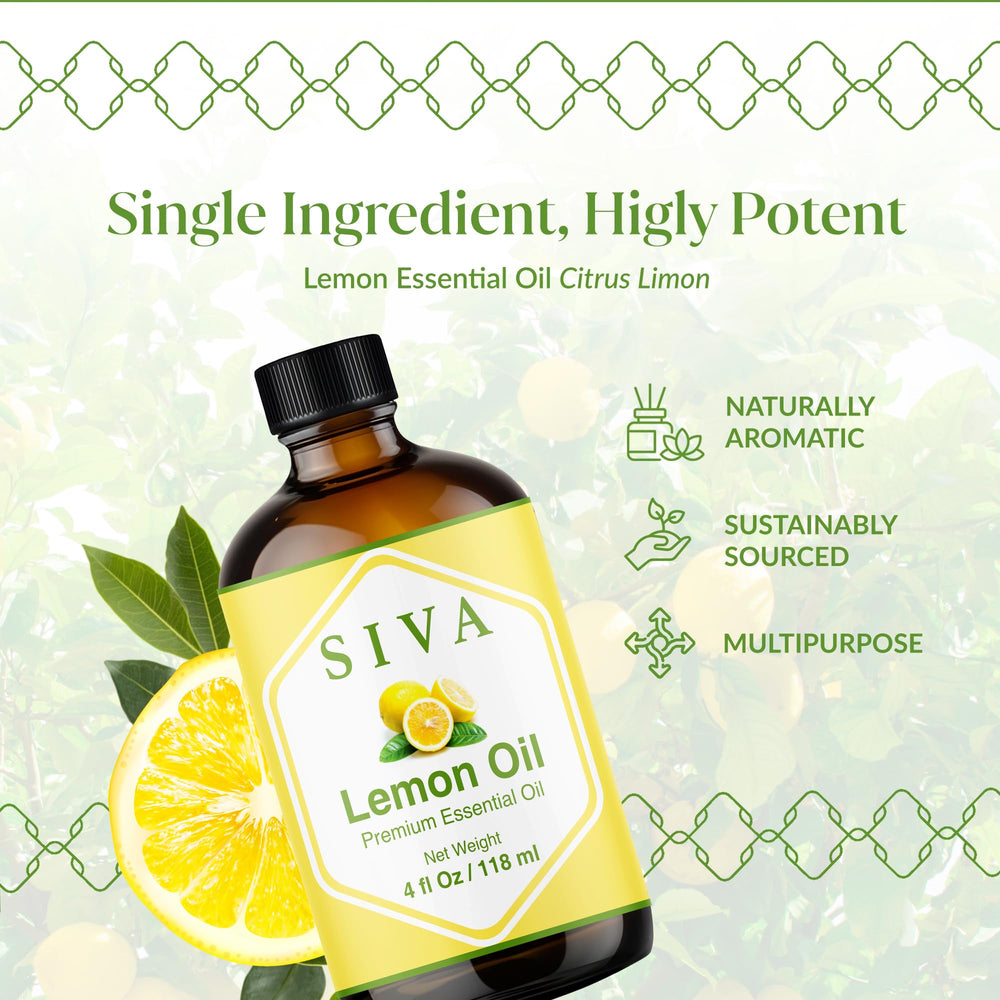 SIVA ORGANICS Lemon oil in diffuser releasing citrus aroma