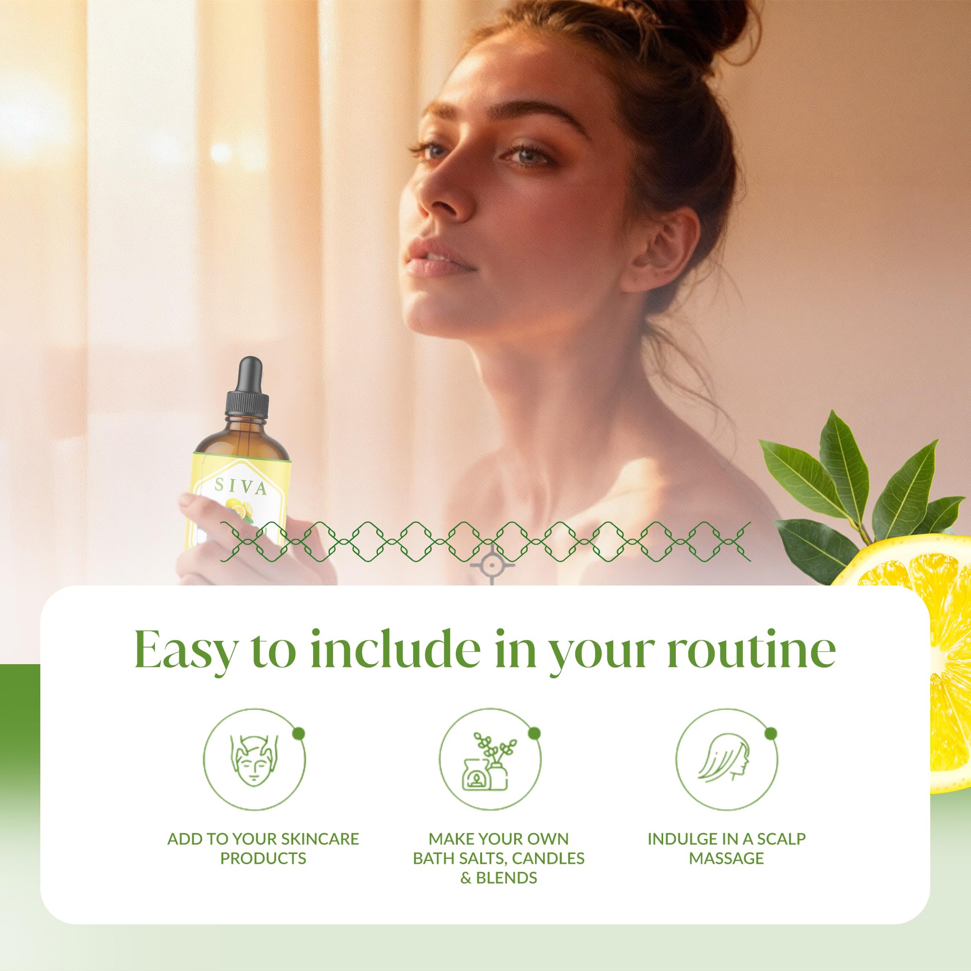 SIVA ORGANICS Lemon oil setup for spa like aromatherapy