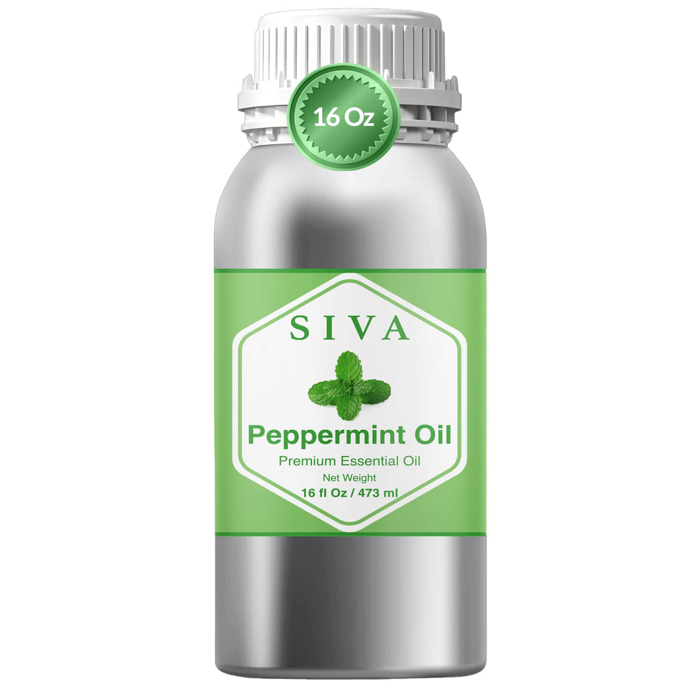 SIVA ORGANICS Peppermint Oil bottle for diffusion and refreshing aroma.
