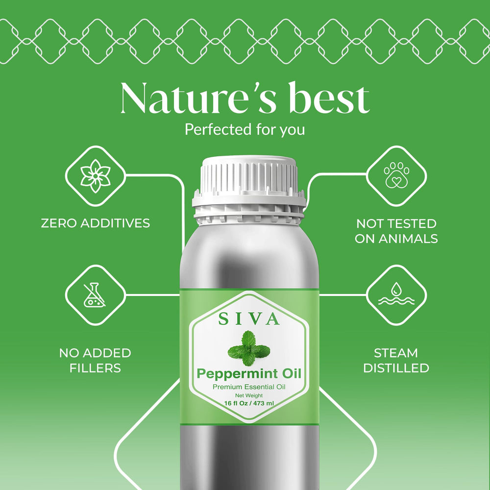 SIVA ORGANICS Peppermint Oil diffuser setup supports aromatherapy sessions.