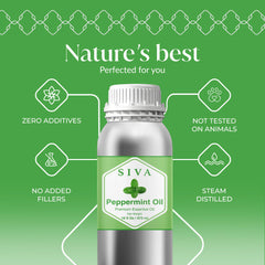 SIVA ORGANICS Peppermint Oil diffuser setup supports aromatherapy sessions.