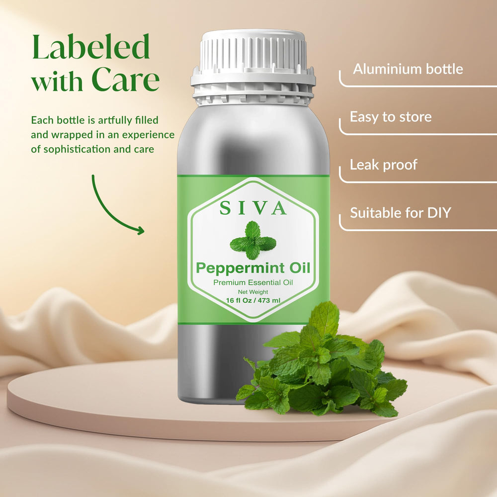 SIVA ORGANICS Peppermint Oil blended with shampoo for scalp care.