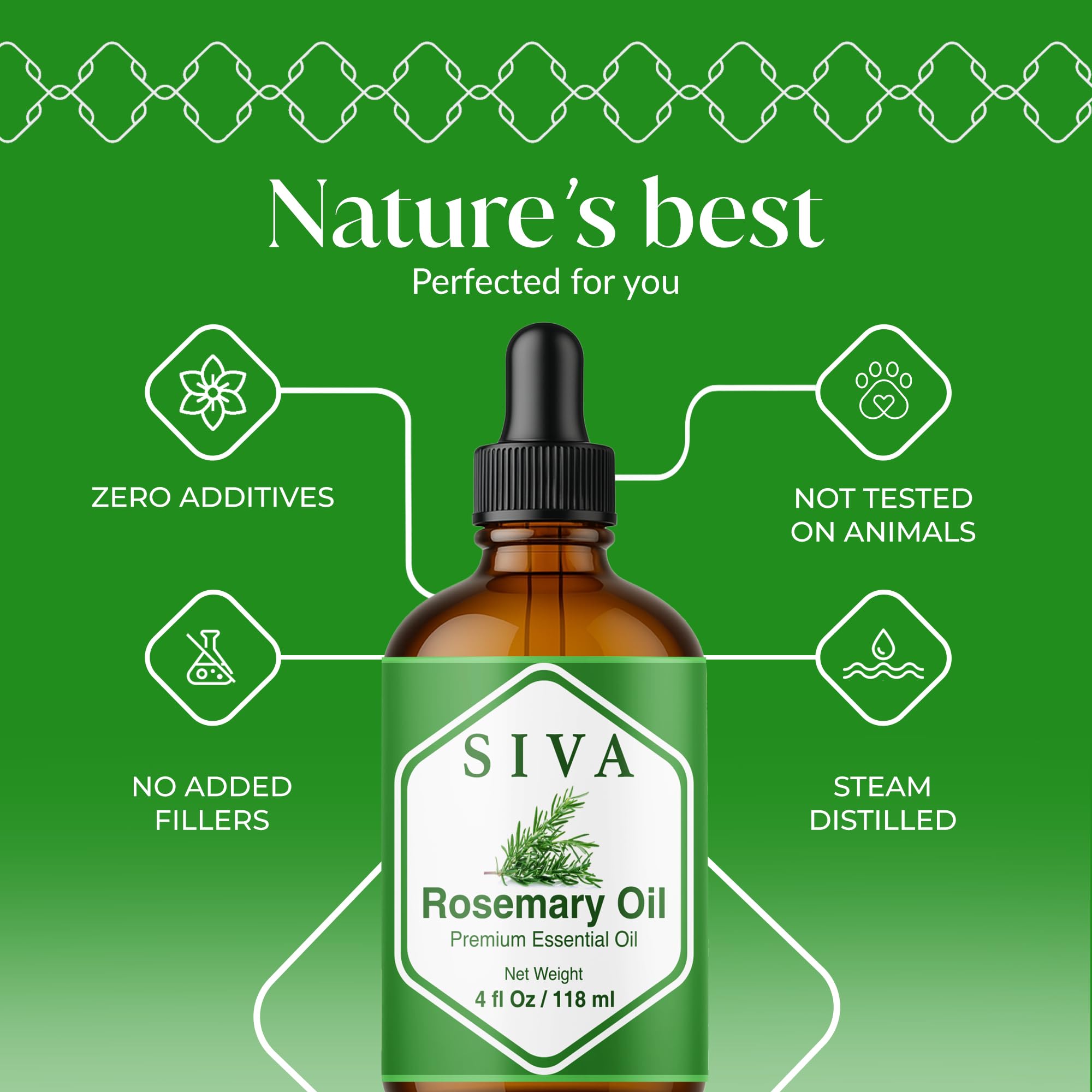 Siva Rosemary Oil dropper for precise application.