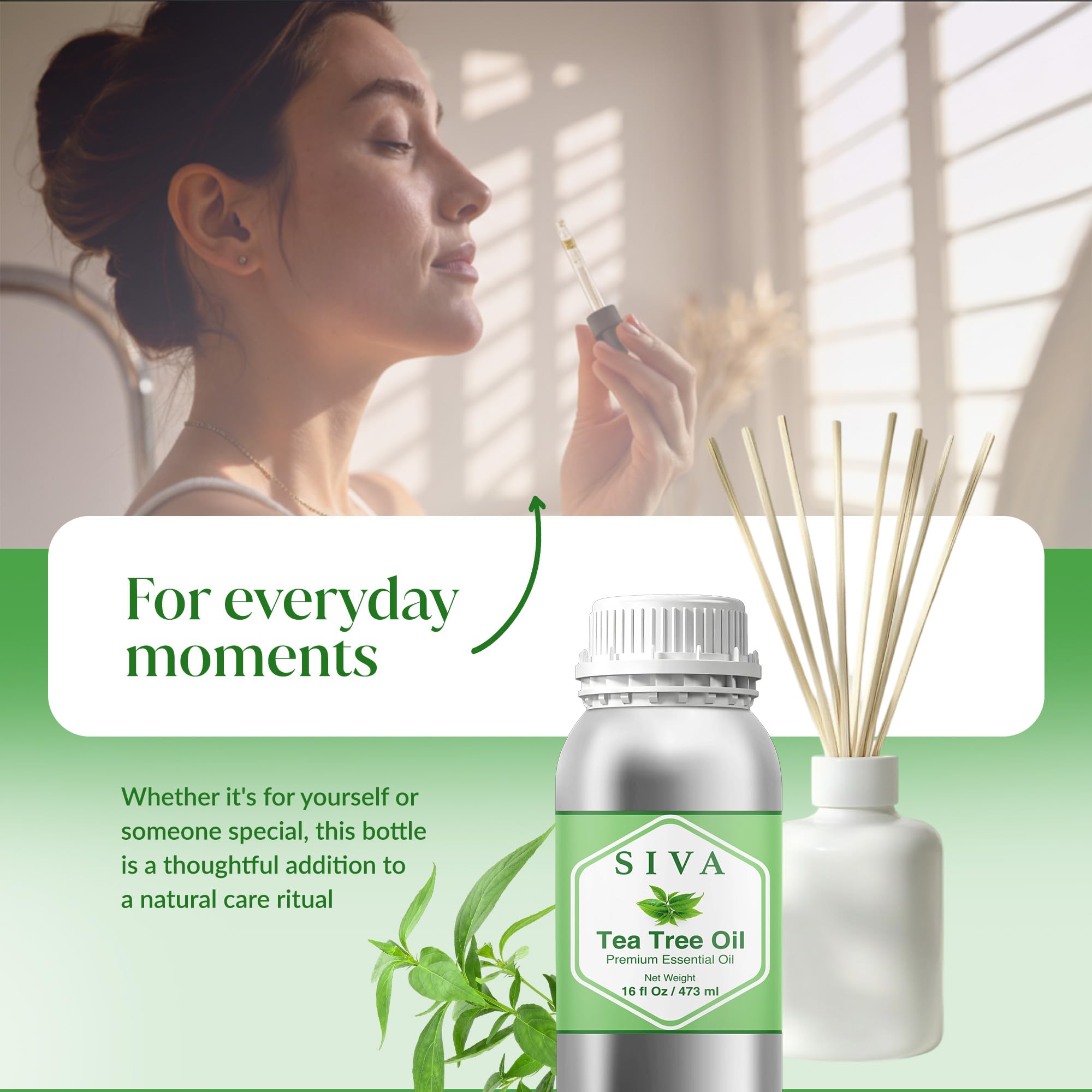 Siva Tea Tree Oil packaging and premium seal
