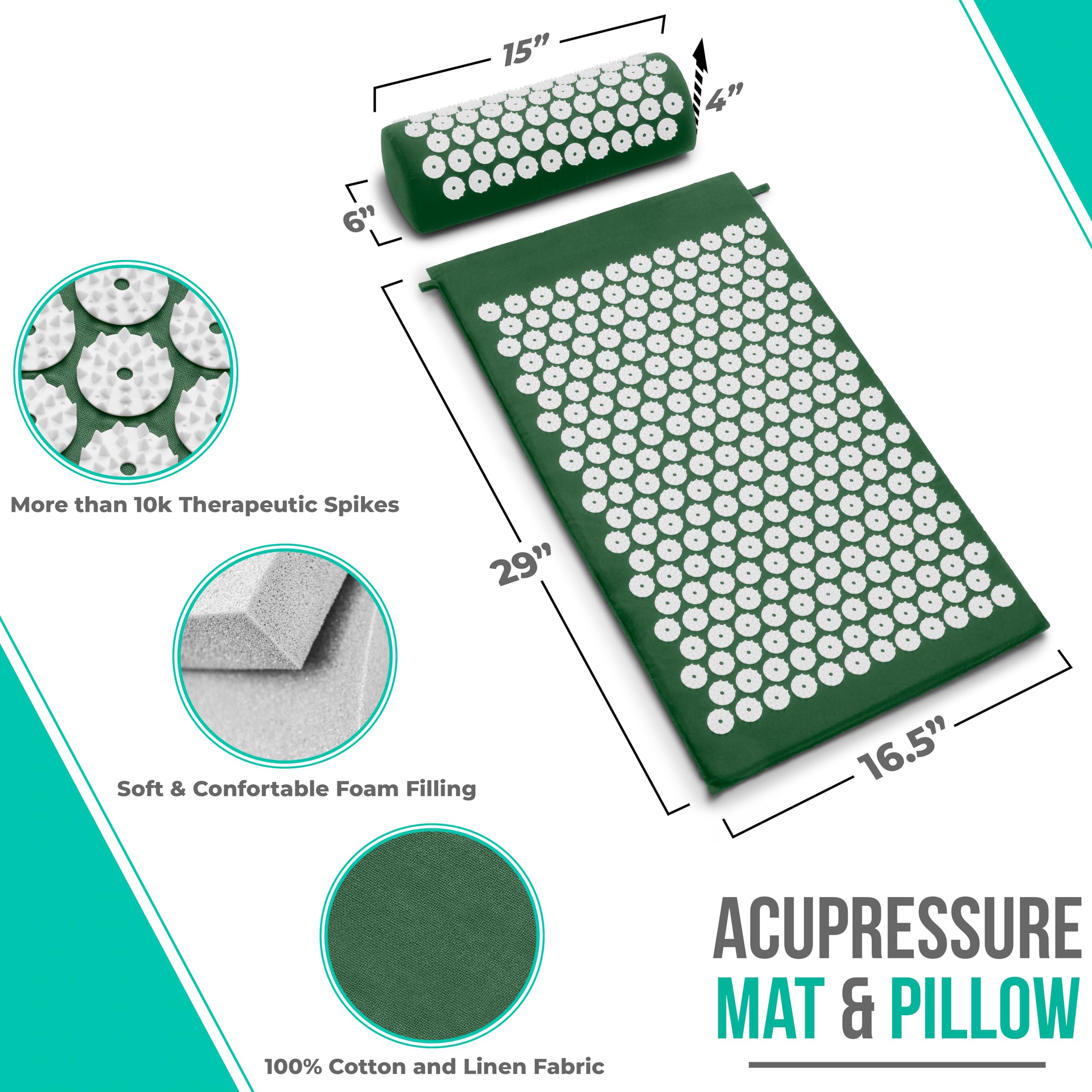 Sivan acupressure mat spikes close up shows thousands of stimulation points for comfort