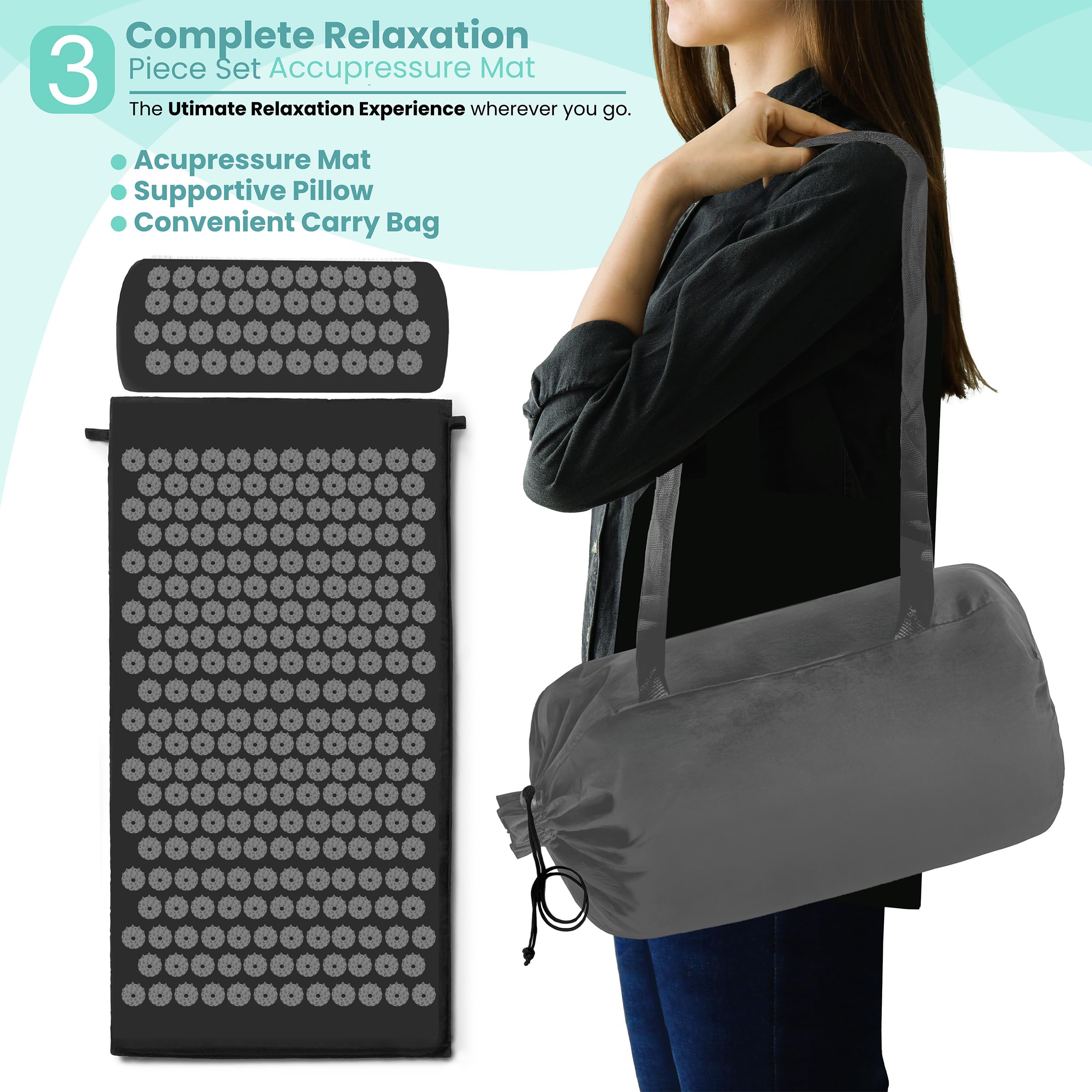 Mat surface with thousands of acupressure points for circulation improvement