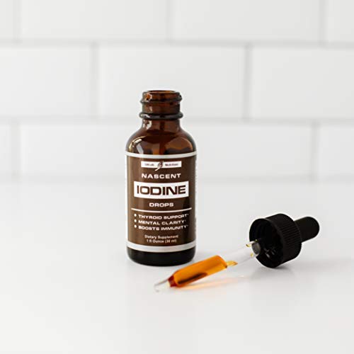 Brand Six Nascent Iodine bottle with glass for daily use.