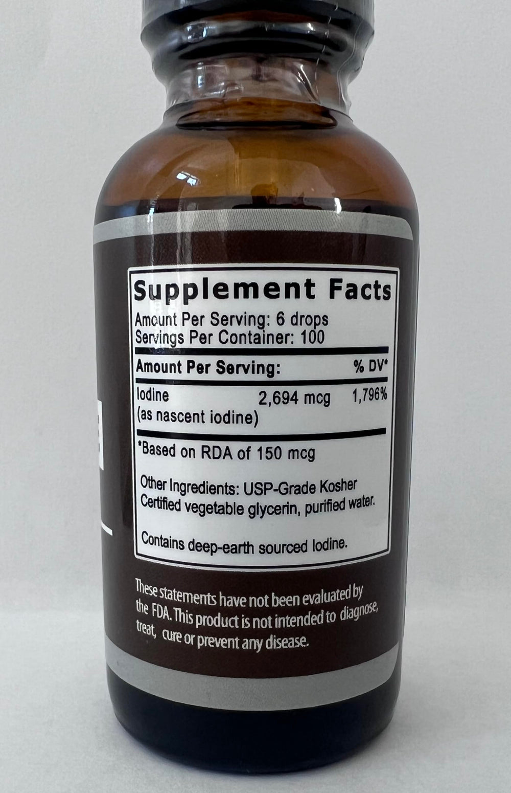 Brand Six Nascent Iodine ingredients include USP-grade iodine for reliability.