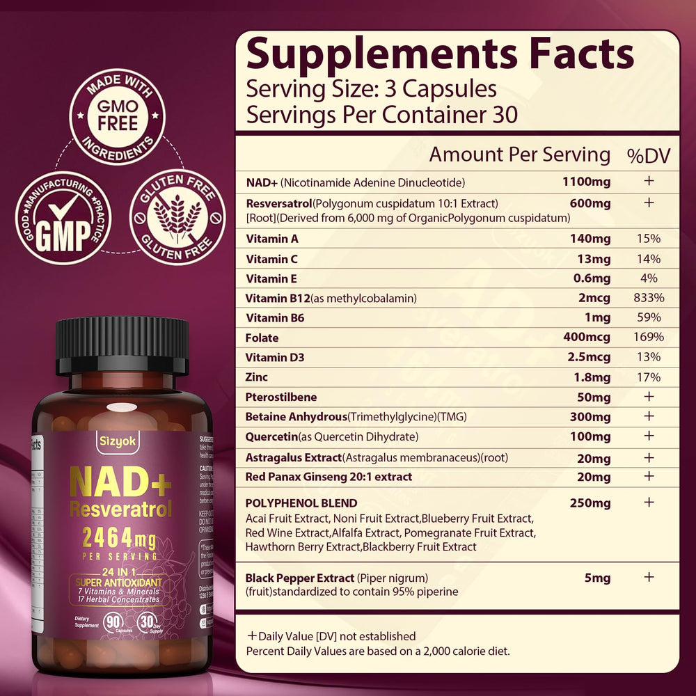 Sizyok NAD+ liposomal capsules shown for on-the-go vitality.
