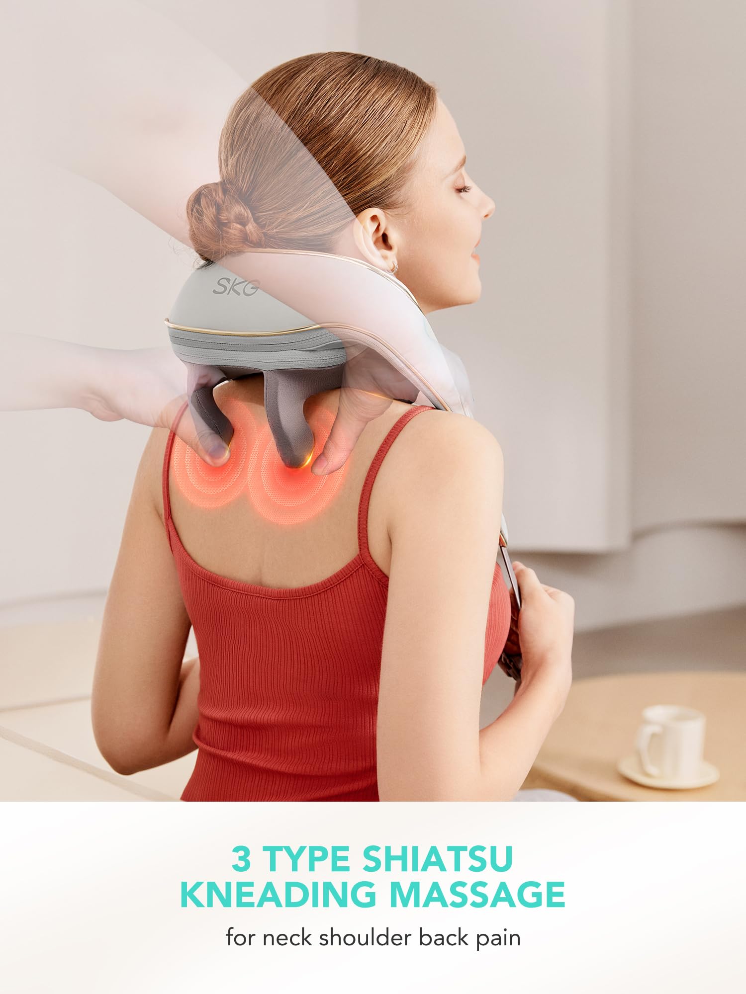 SKG cordless neck-shoulder massager provides freedom from cables.