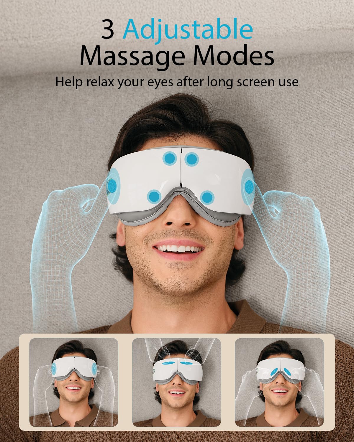 Foldable design of SKG ES500 Eye Massager for compact packing