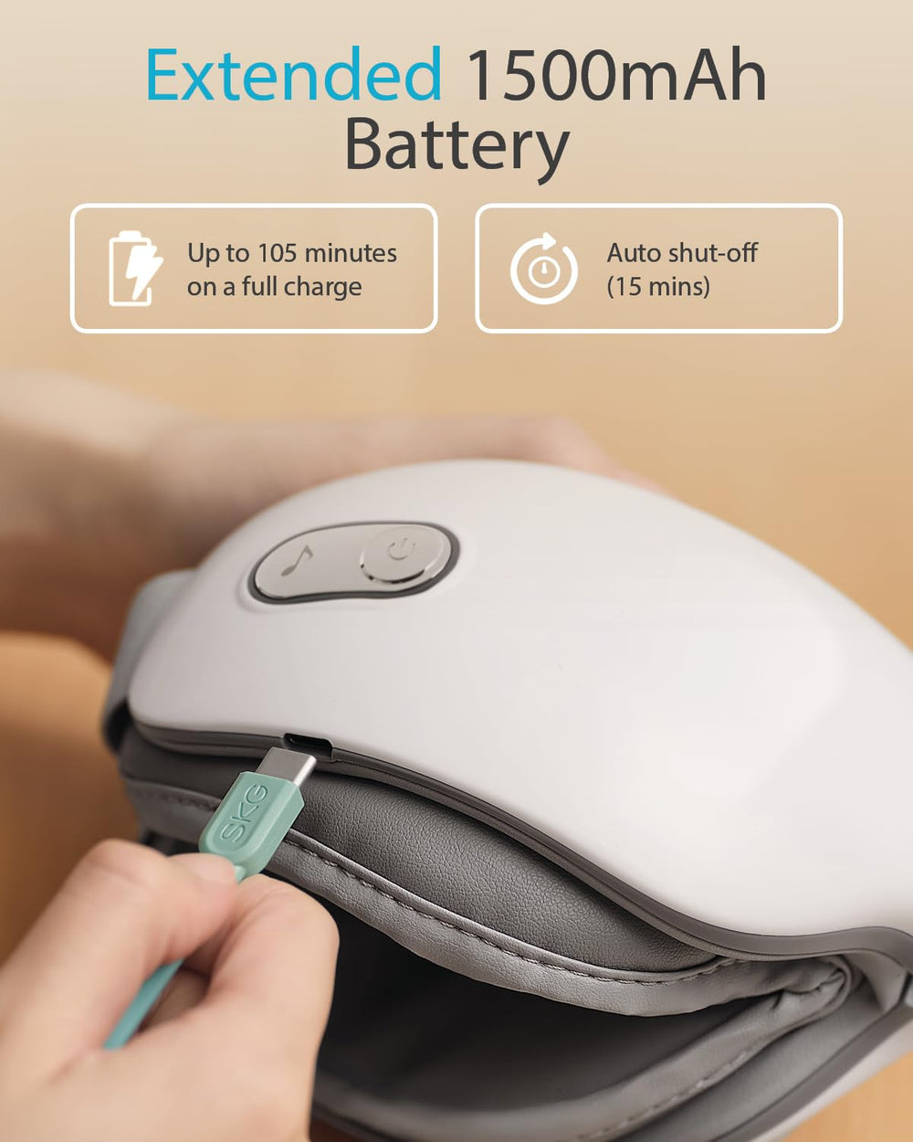 Full blackout with SKG ES500 Eye Massager for deep relaxation