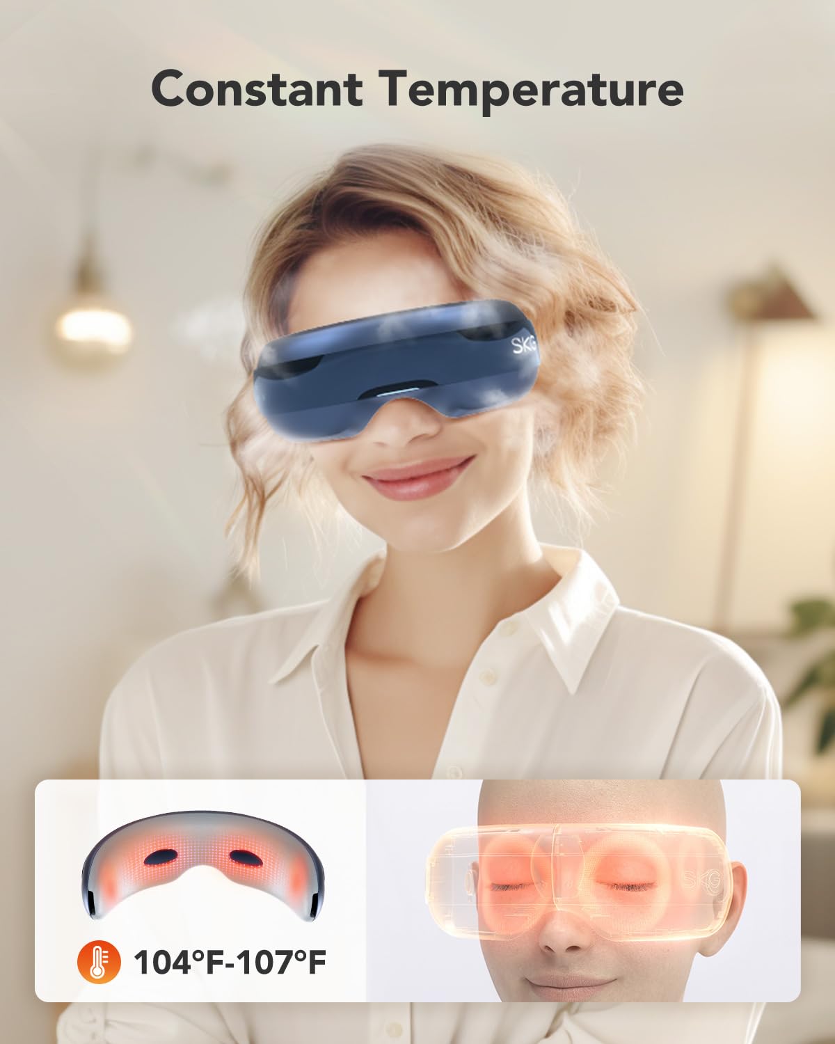 SKG Eye Massager with Bluetooth music for immersive relaxation