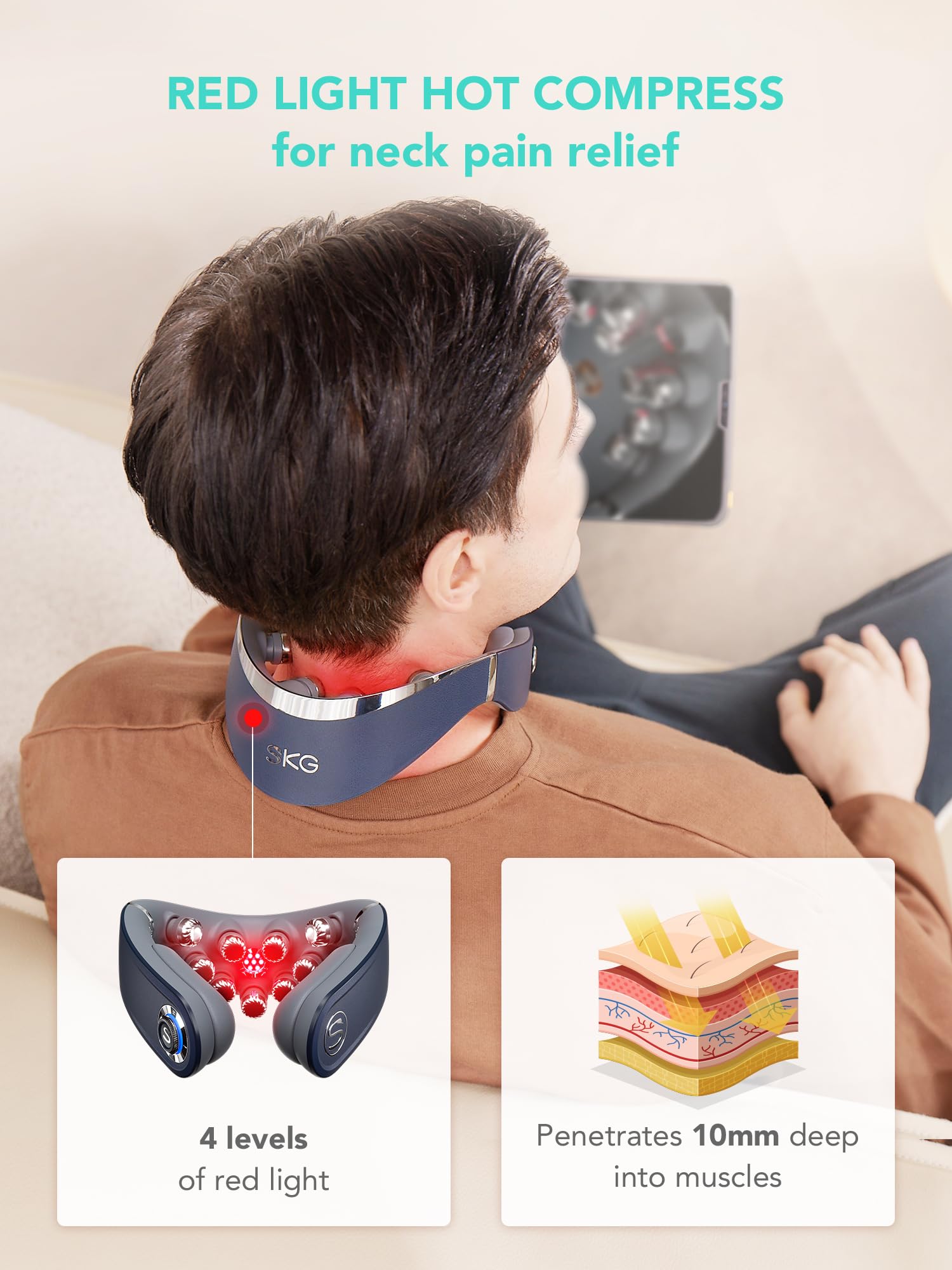 SKG G7 Pro heat settings display on massager