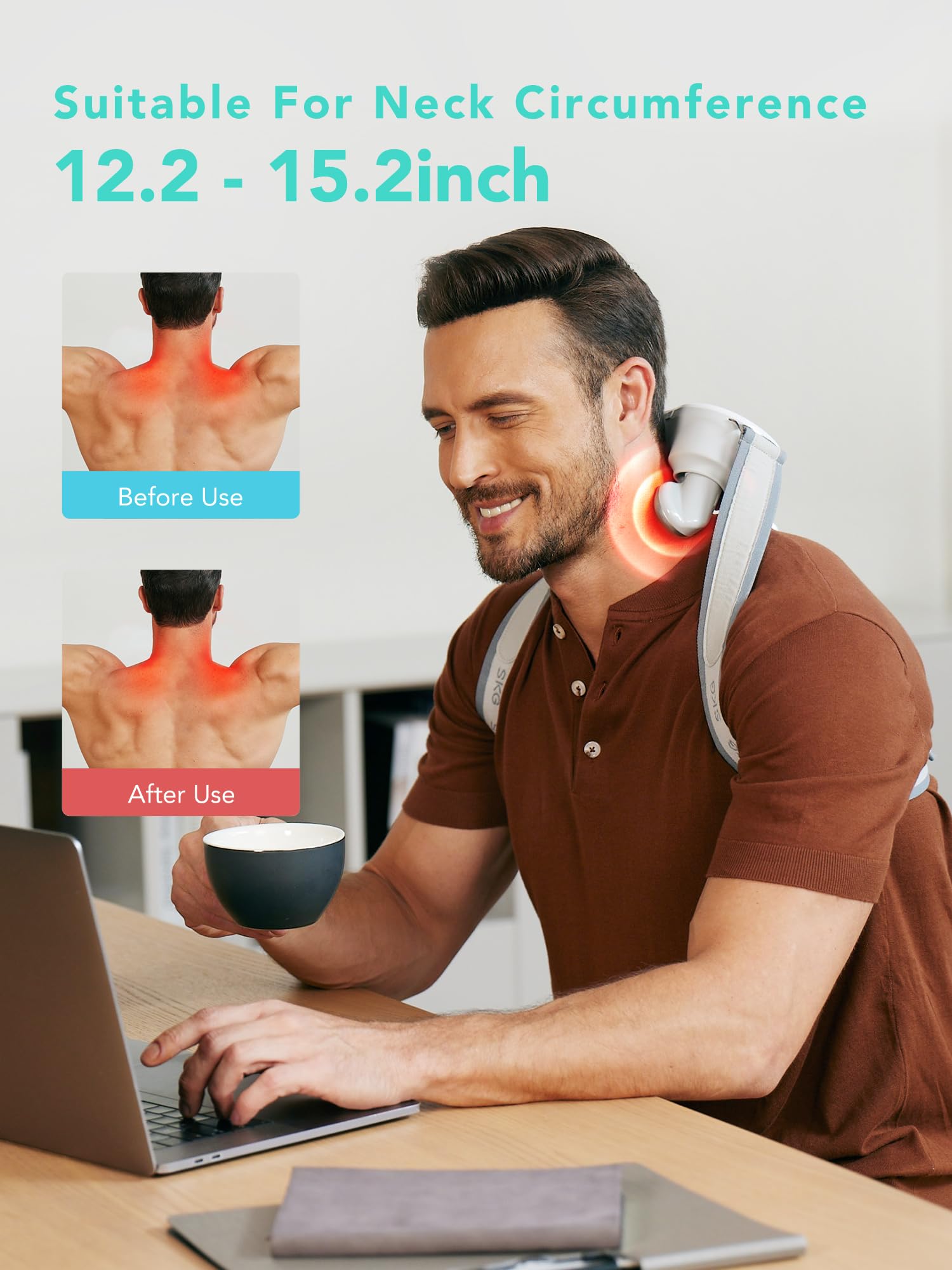 Close-up of SKG H7 MAX metal heated massage heads in action.