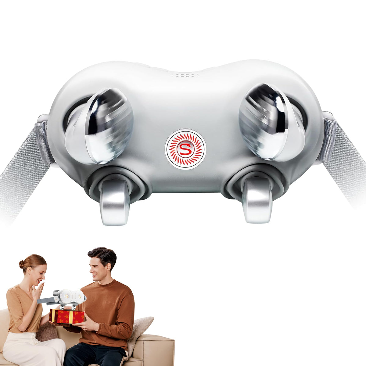 SKG H7 neck massager with metal heads delivering targeted deep kneading near the neck.
