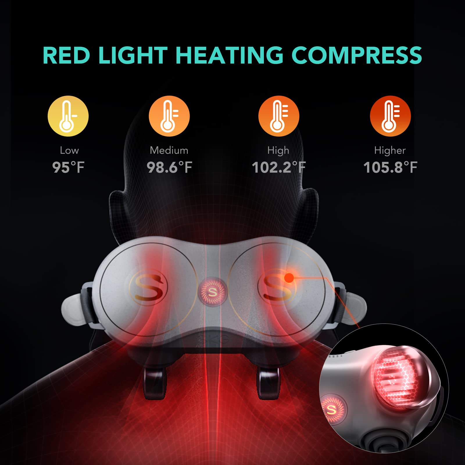 Ergonomic shoulder-curve form hugs the neck for a secure fit.