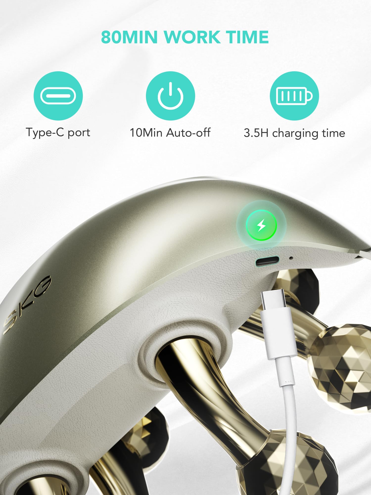 SKG H7 Ultra 2000mAh battery delivers about 90 minutes of cordless massage.
