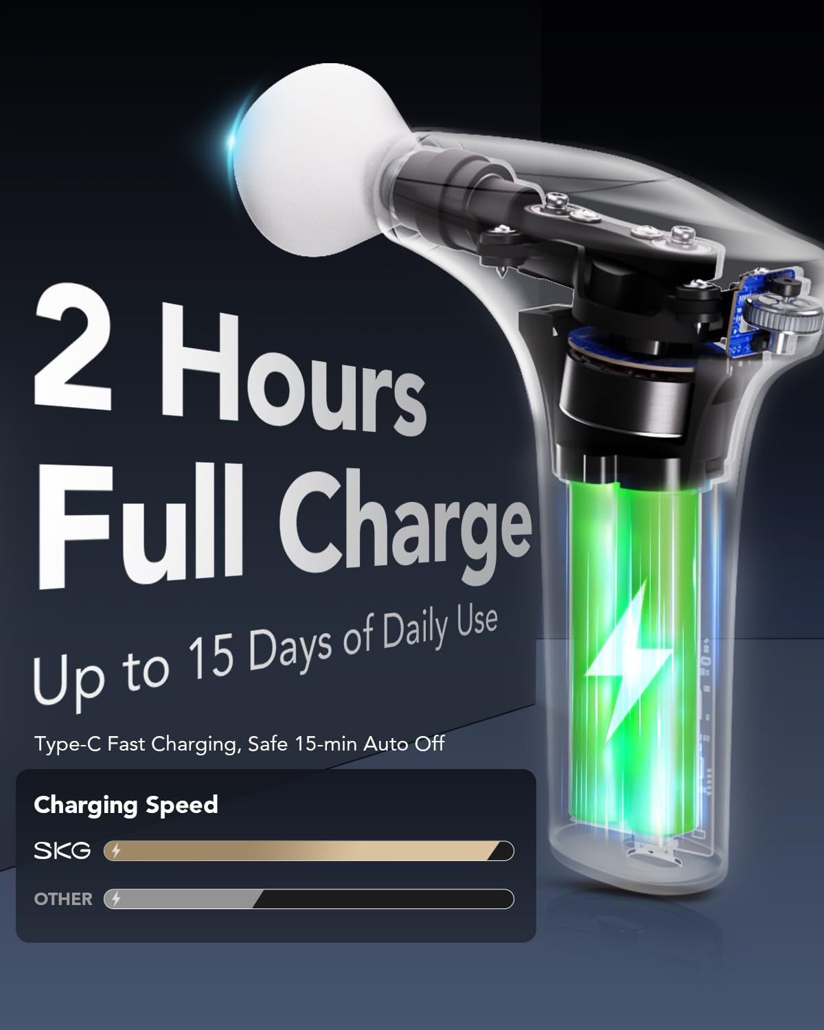 SKG Mini Massage Gun with five speeds for personalized relief