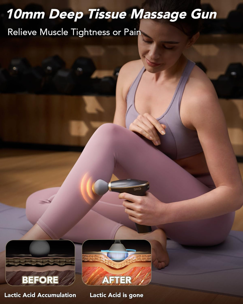 Lightweight SKG Mini Massage Gun carried for travel and workouts
