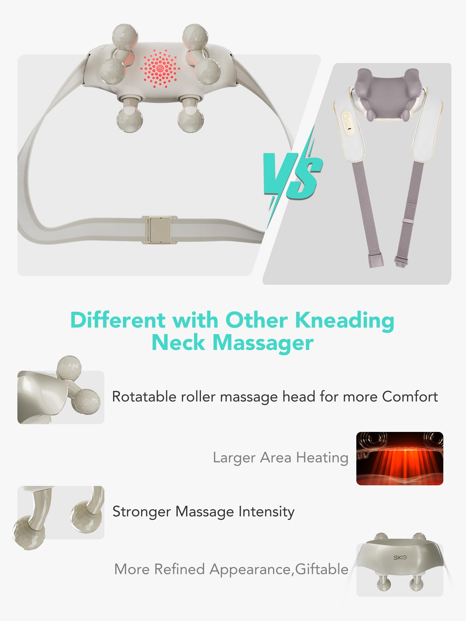 Hands-free neck massage with adjustable backpack straps for work-from-home use.