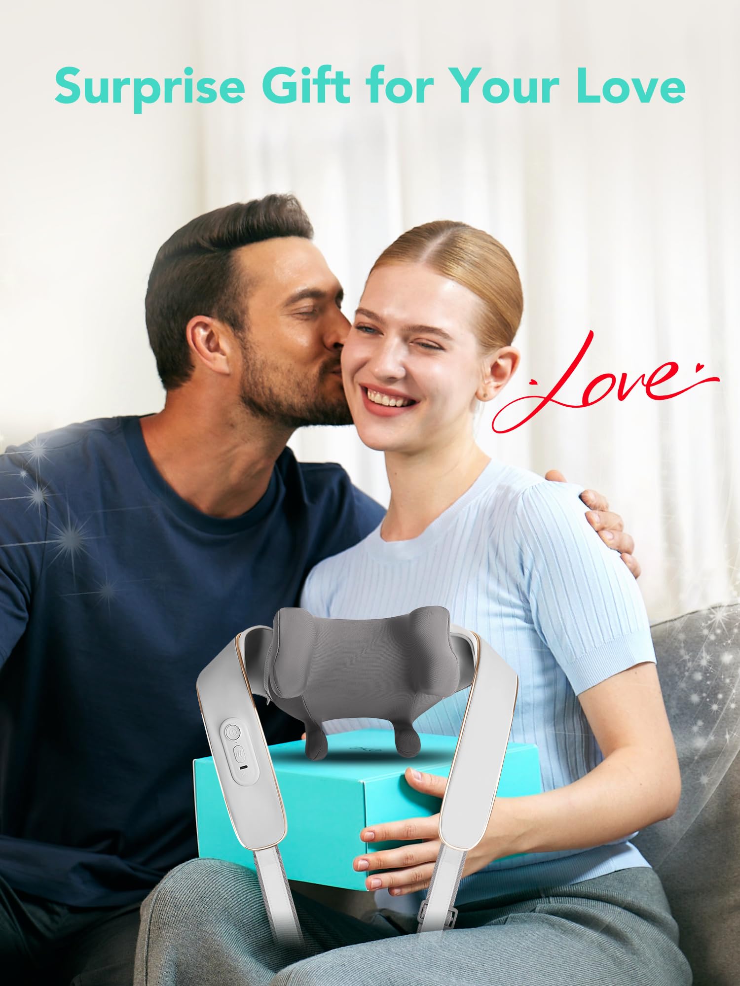 SKG neck massager heat function highlights soothing warmth for stiffness.