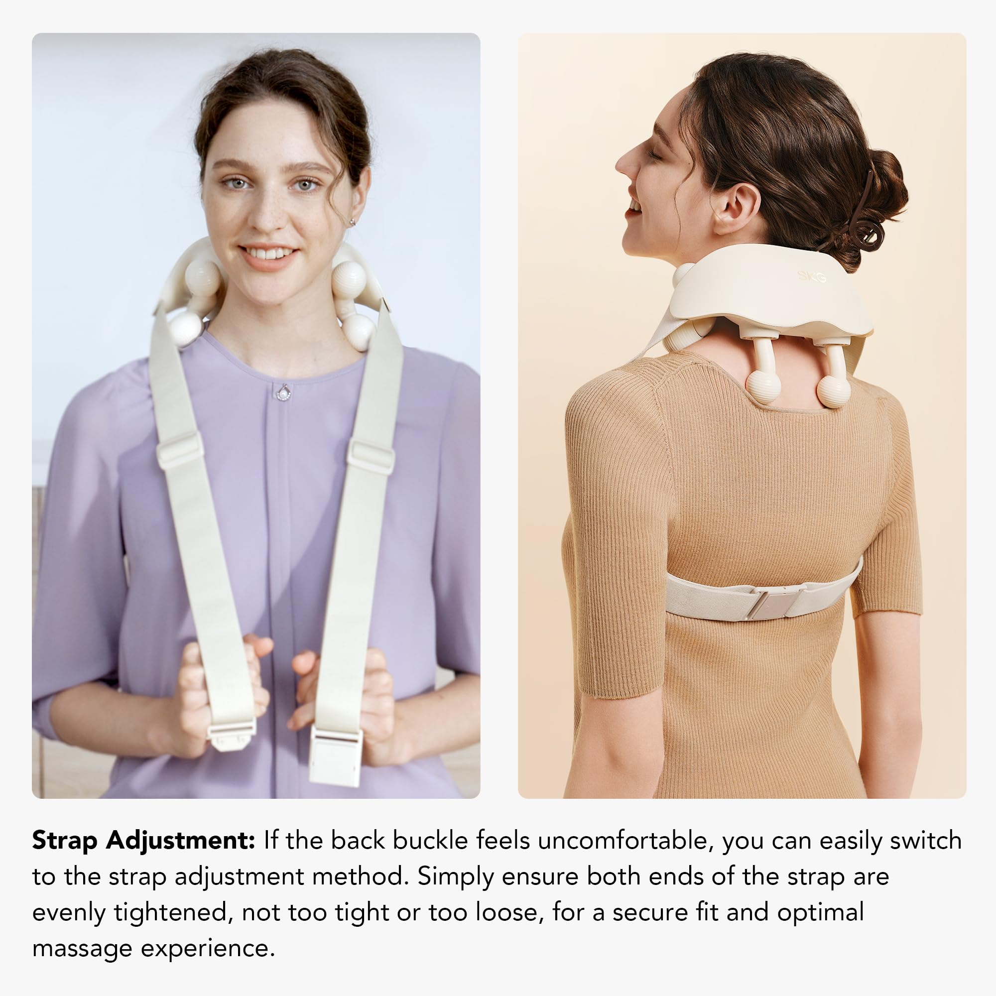 SKG neck massager offers six modes for personalized relief sessions.