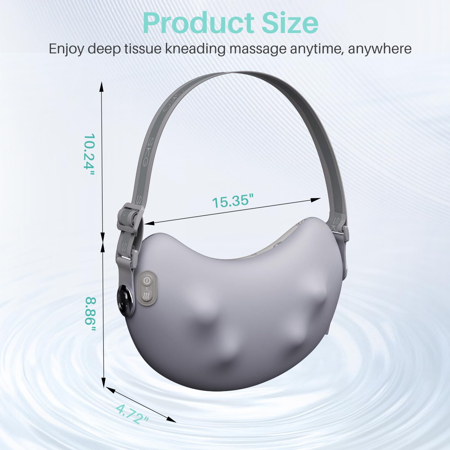 SKG Shiatsu Back Massager cordless design for use anywhere.