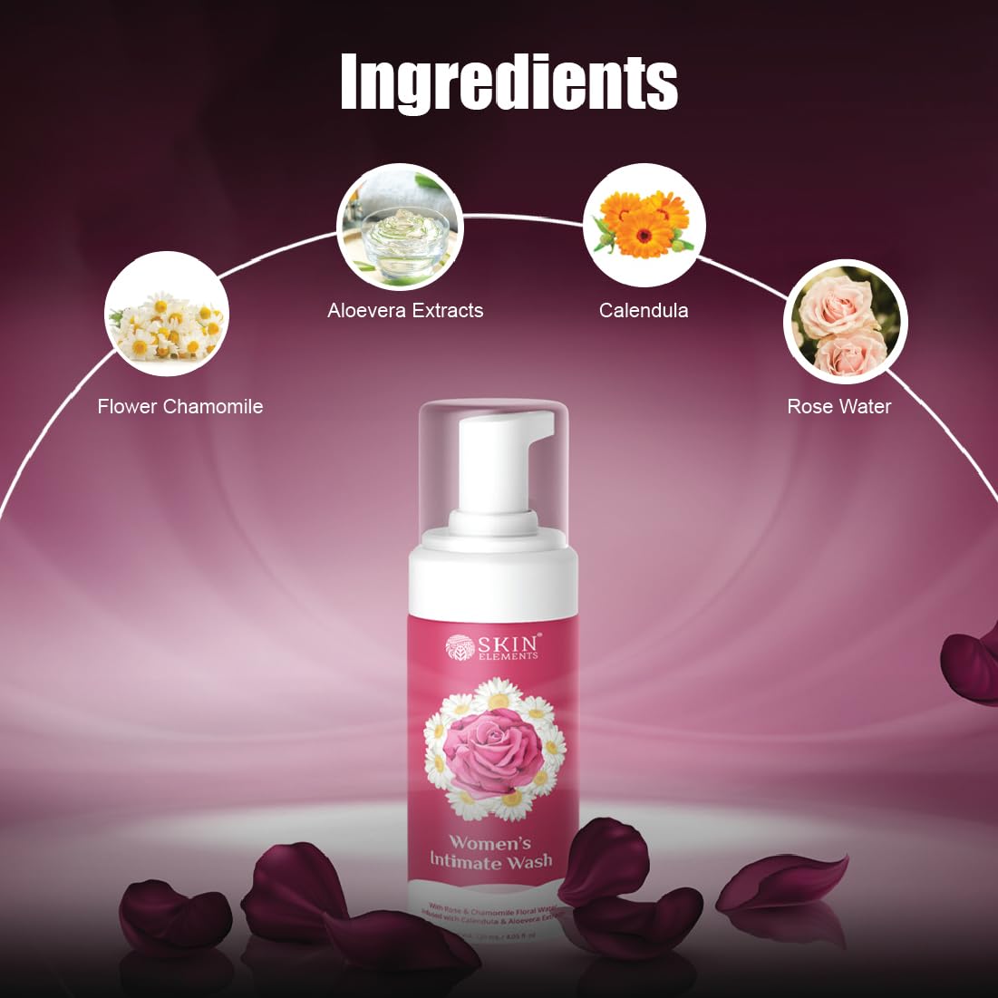 Skin Elements Intimate Wash with aloe vera and calendula for moisturized skin.