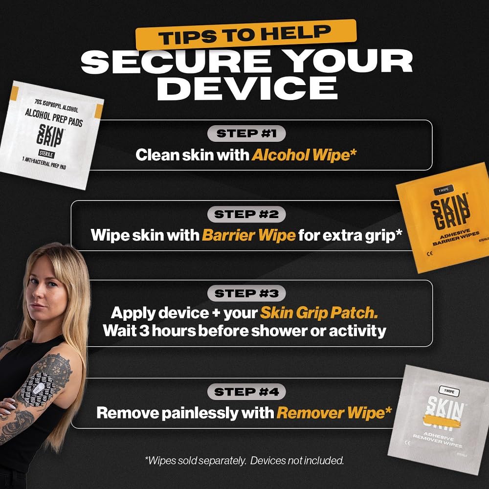 Skin Grip 4-way stretch patch enables flexible wear during movement and sport.