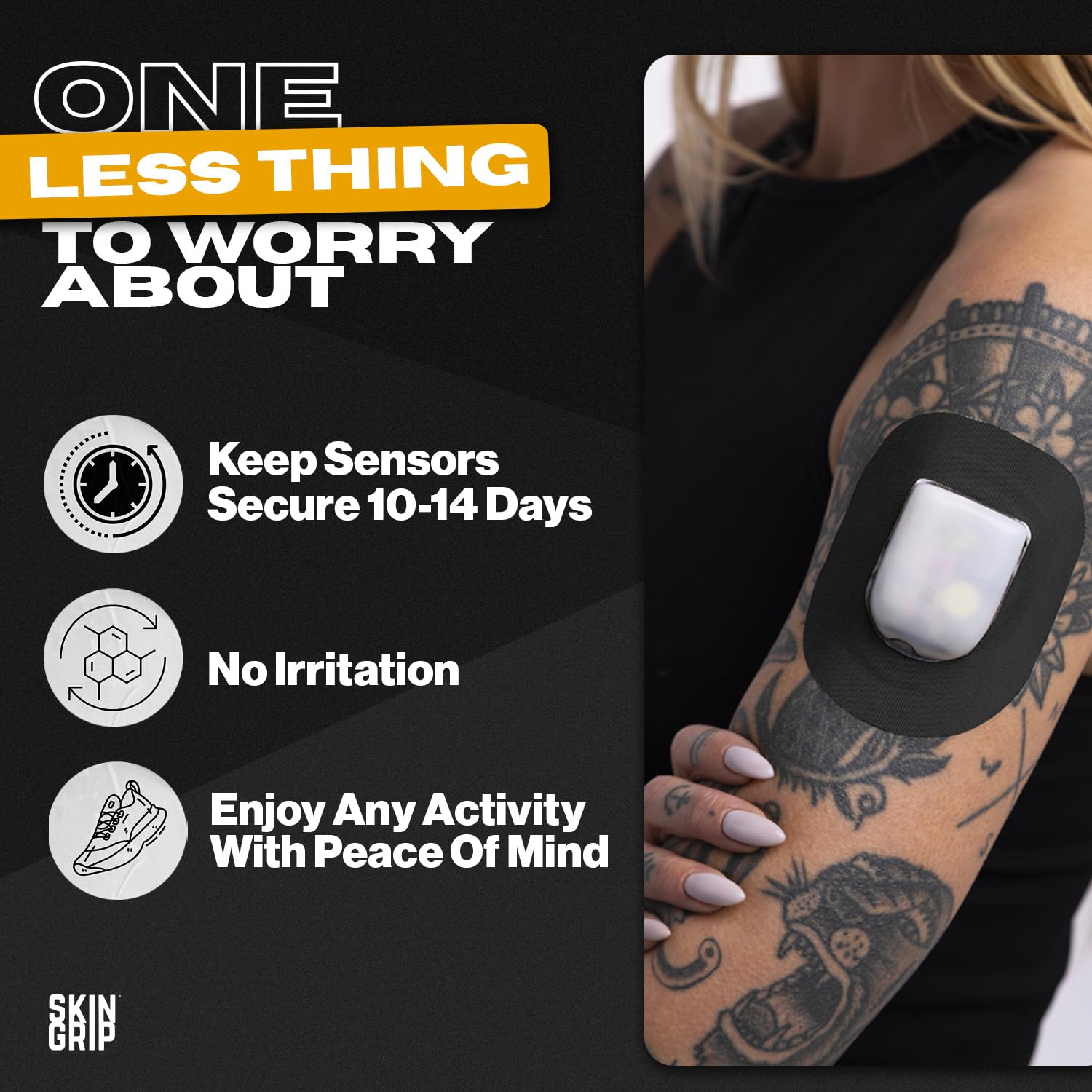 Skin Grip four-way stretch patch enables easy, comfortable application.
