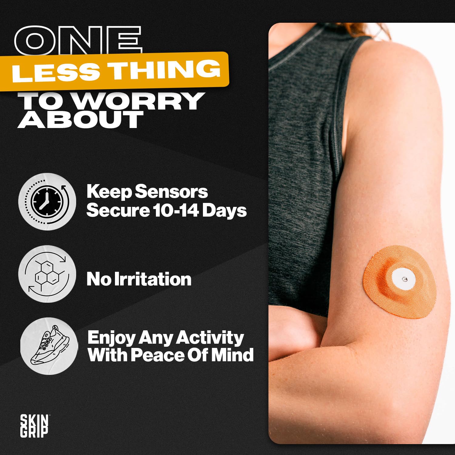 Skin Grip four-way stretch patch demonstrates flexibility for comfortable wear.