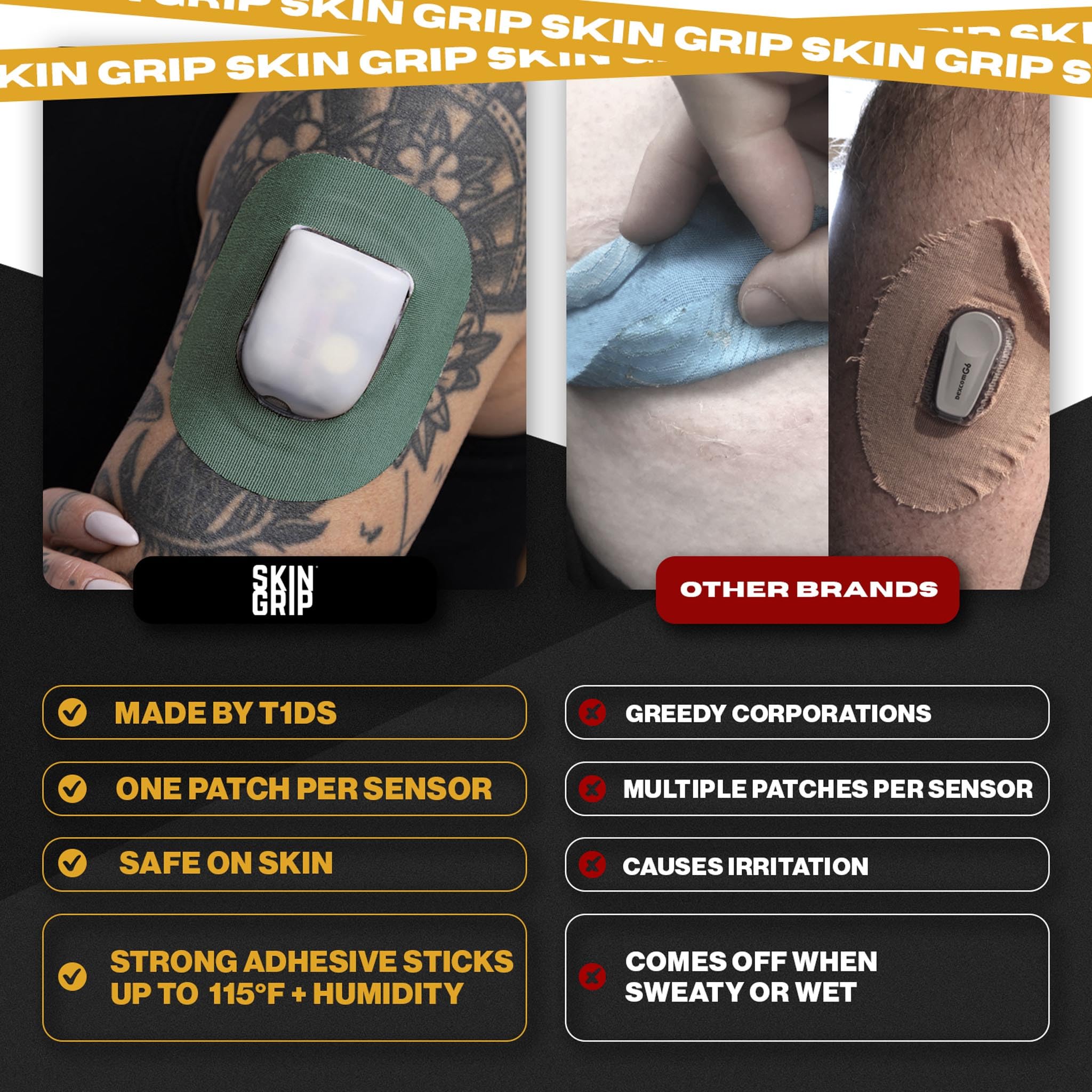 Skin Grip adhesive barrier prep with Skin Tac for better adhesion.