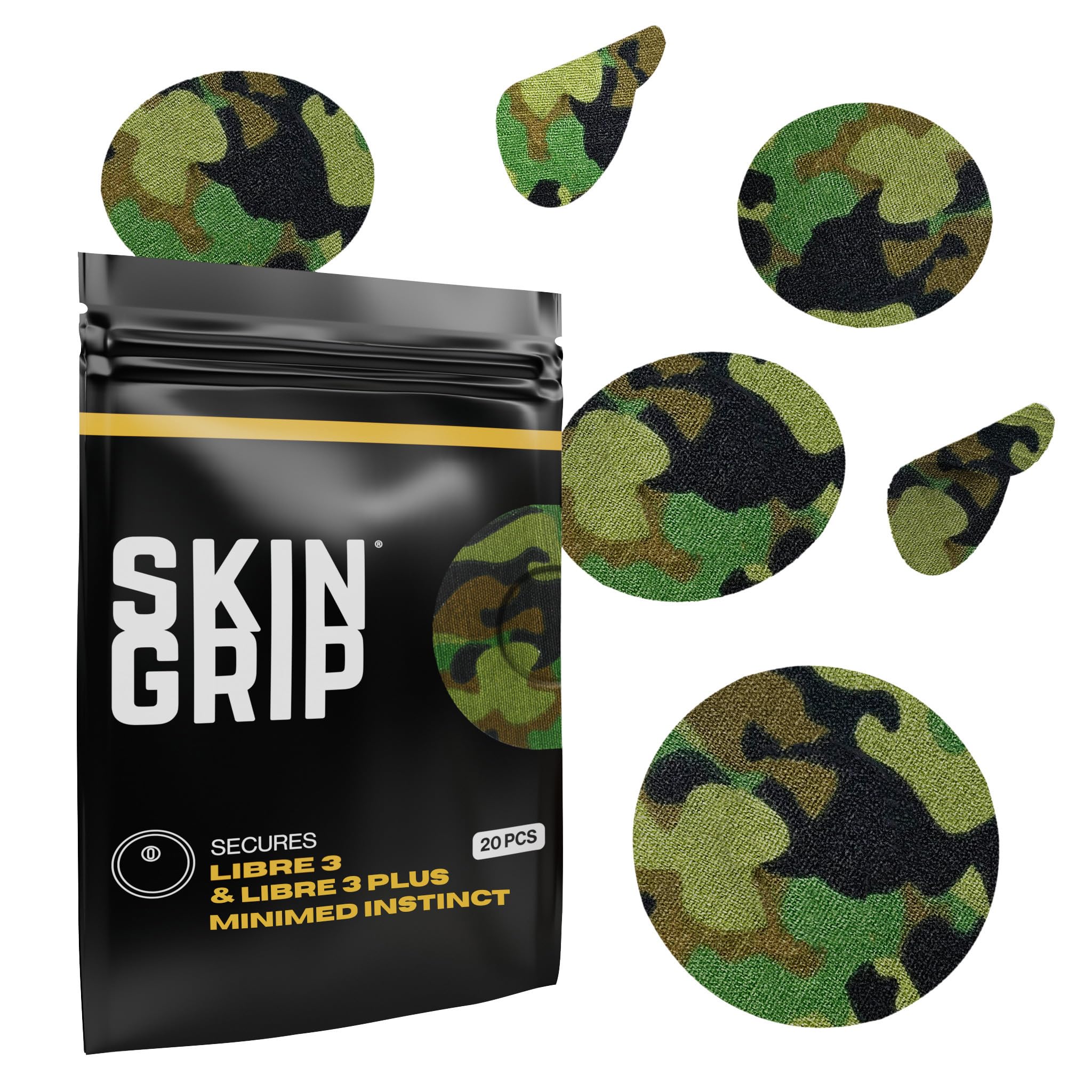 Skin Grip camouflage Freestyle Libre 3 sensor cover for secure wear during workouts