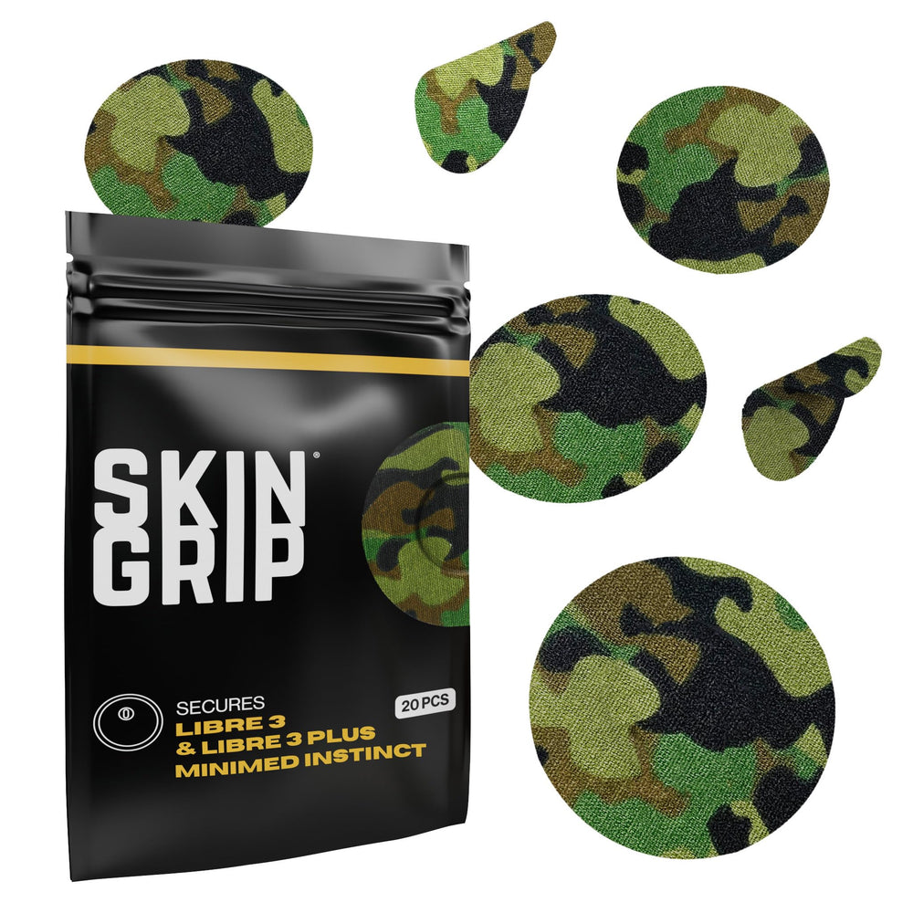 Skin Grip camouflage Freestyle Libre 3 sensor cover for secure wear during workouts