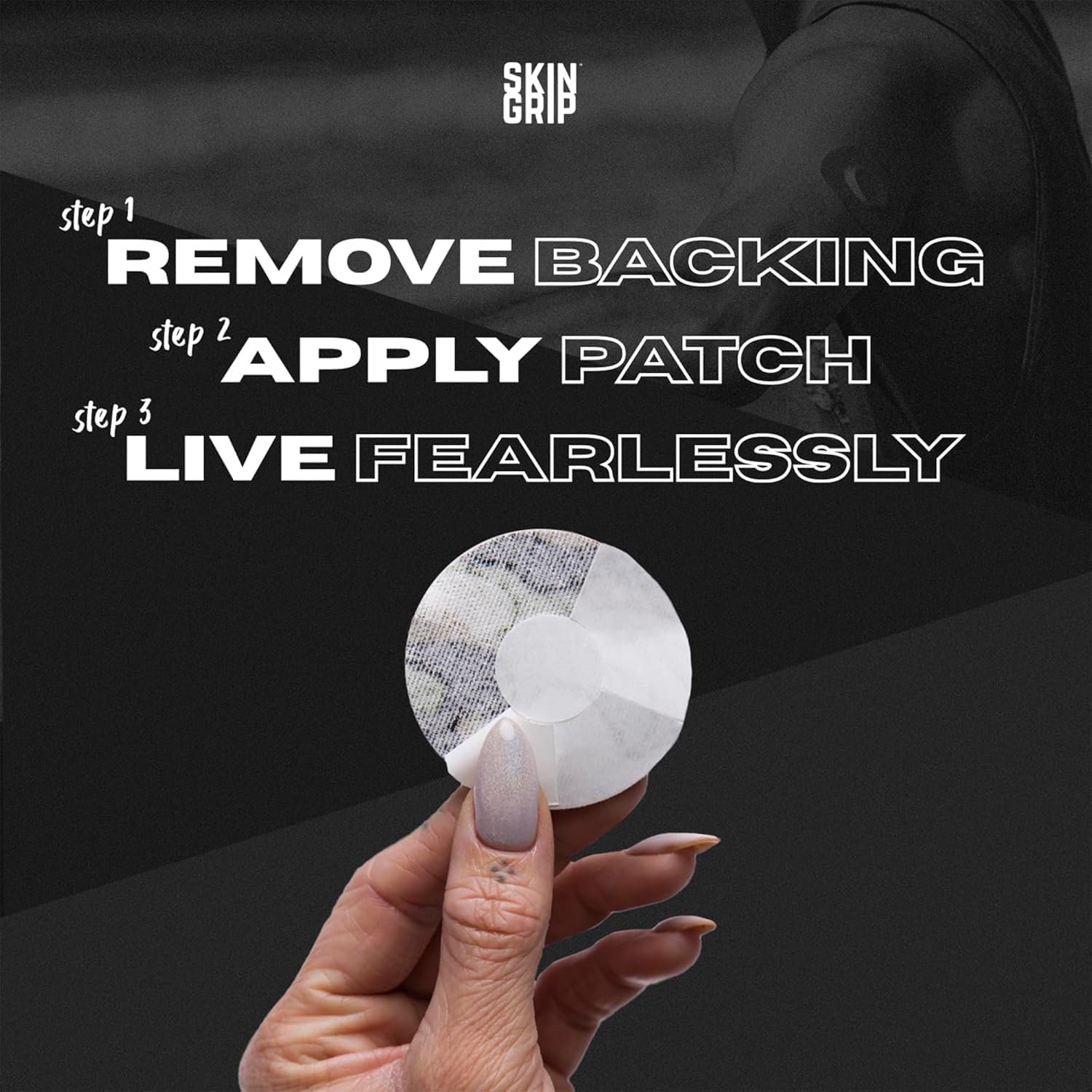 Skin Grip camouflage sensor coverage for discreet CGM wear