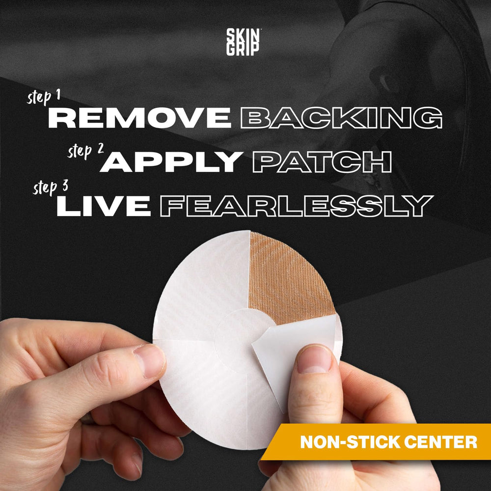 Skin Grip CGM Patch ensures secure fit during workouts and showers.