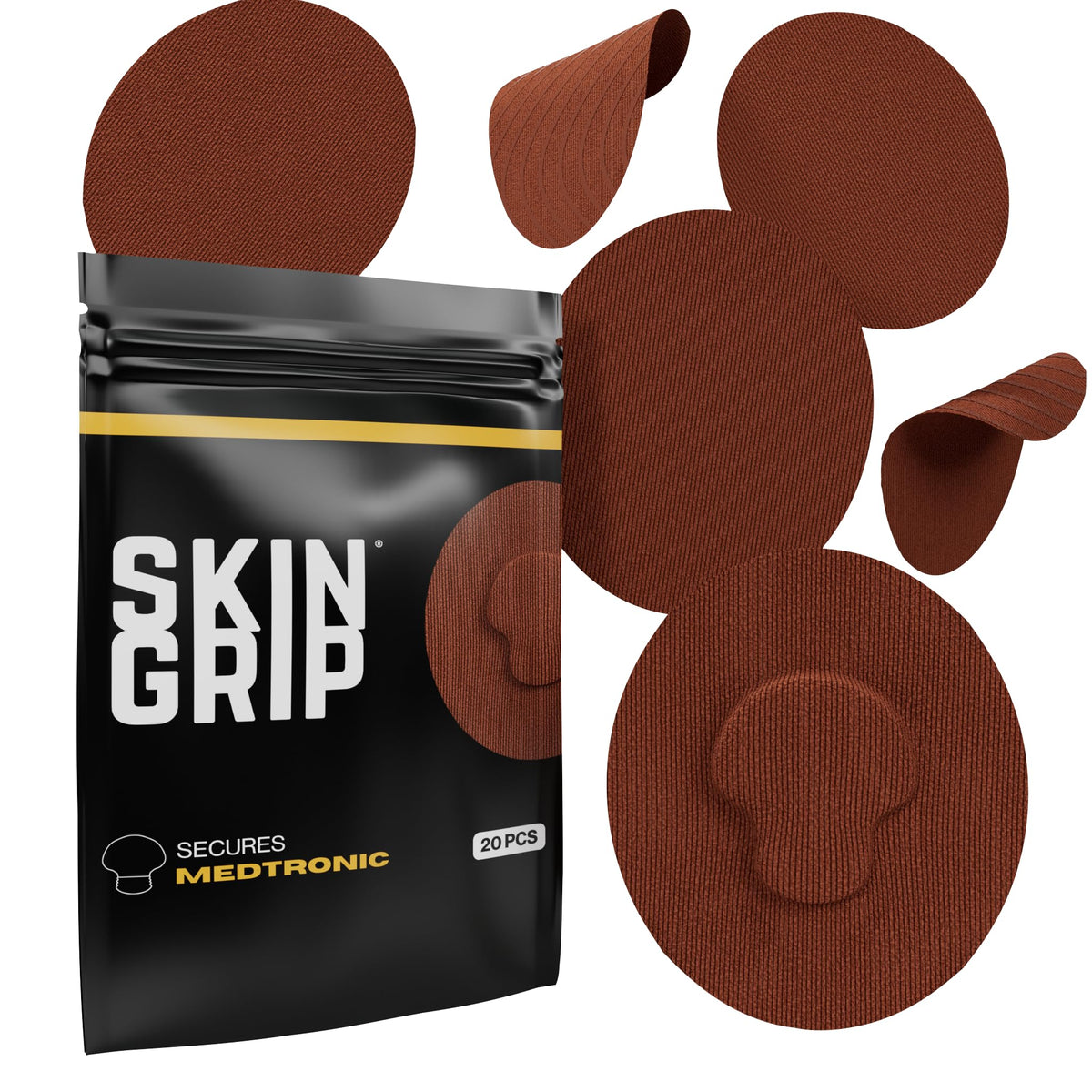 Skin Grip CGM patch on arm for secure sensor wear during daily activities